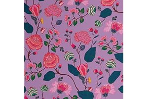 S4sassy Removable Asian Style Wall Decor, Finish Wallcover, Blossom Floral Print Contact Paper for Walls, Dresser, Purple Sel