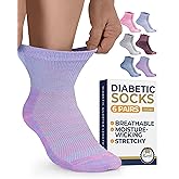 Pembrook Ankle Diabetic Socks for Women & Men | 6 Pairs | Wide Non Binding Socks Quarter Length | Edema Neuropathy Socks