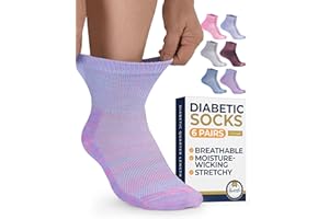 Pembrook Ankle Diabetic Socks for Women & Men | 6 Pairs | Wide Non Binding Socks Quarter Length | Edema Neuropathy Socks