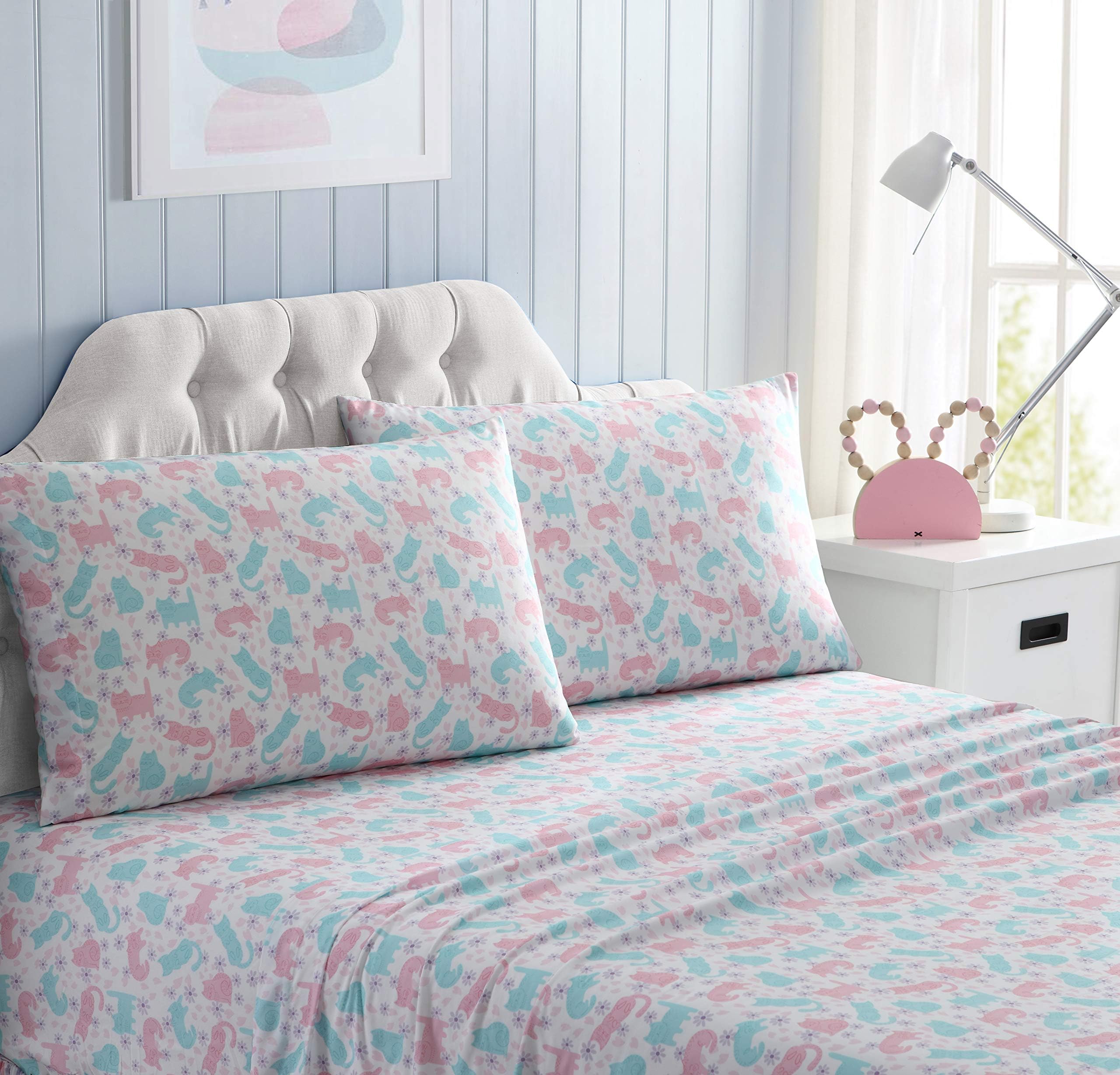 Kute Kids Super Soft Sheet Set – Kitty Time – Includes Pillowcase(s) Available in Twin & Full Size (Twin)