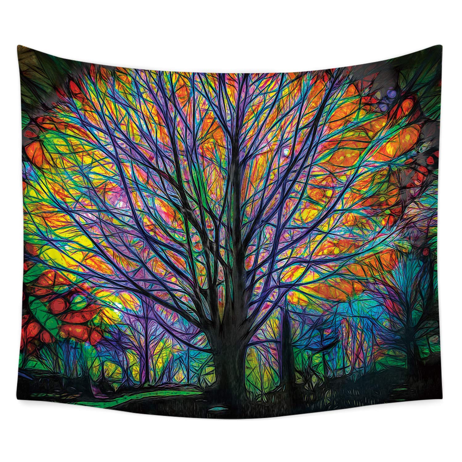 GZGZADMC Colorful Tree Tapestry Wall Hanging Psychedelic Forest with Birds Wall Tapestry Bohemian Mandala Hippie Tapestry for Bedroom Living Room Dorm (59 x 78 inch)
