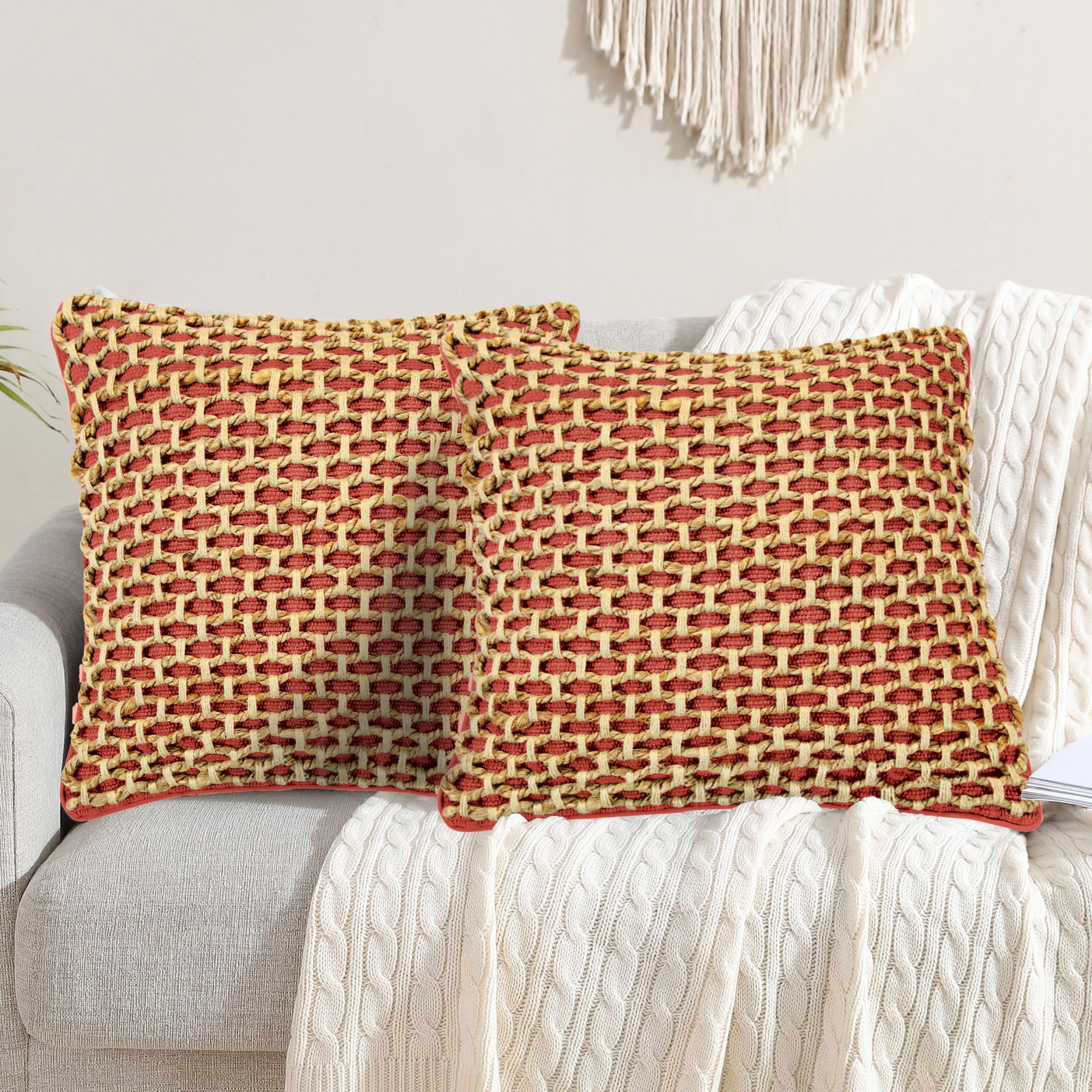 Boho Living 18x18 Rust Throw Pillow Covers with Pillow Insert Included, Pack of 2 Image