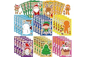BBPOOL Christmas Stickers, Stocking Stuffers for Kids 24 Sheet Christmas Crafts Activity Party Favors Supplies