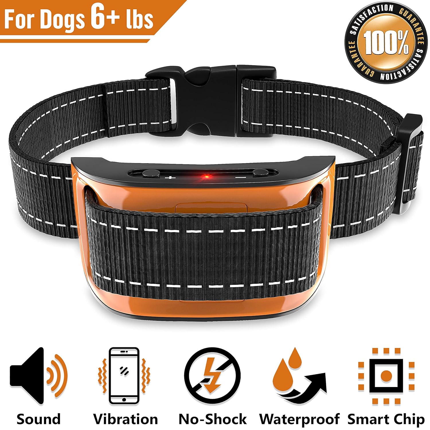 NPS No Shock Bark Collar for Small to Large Dogs - Smart Chip Adjusts to Stop Barking in 1 Minute - Highly Effective Vibration and Sound Stops Barks Fast with No Pain - Safe, Anti-Bark Device