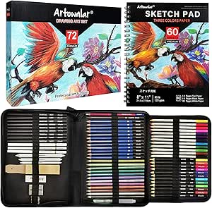 Amazon.com : Artownlar 72 Pack Drawing Sketching Set with 8x11 ...