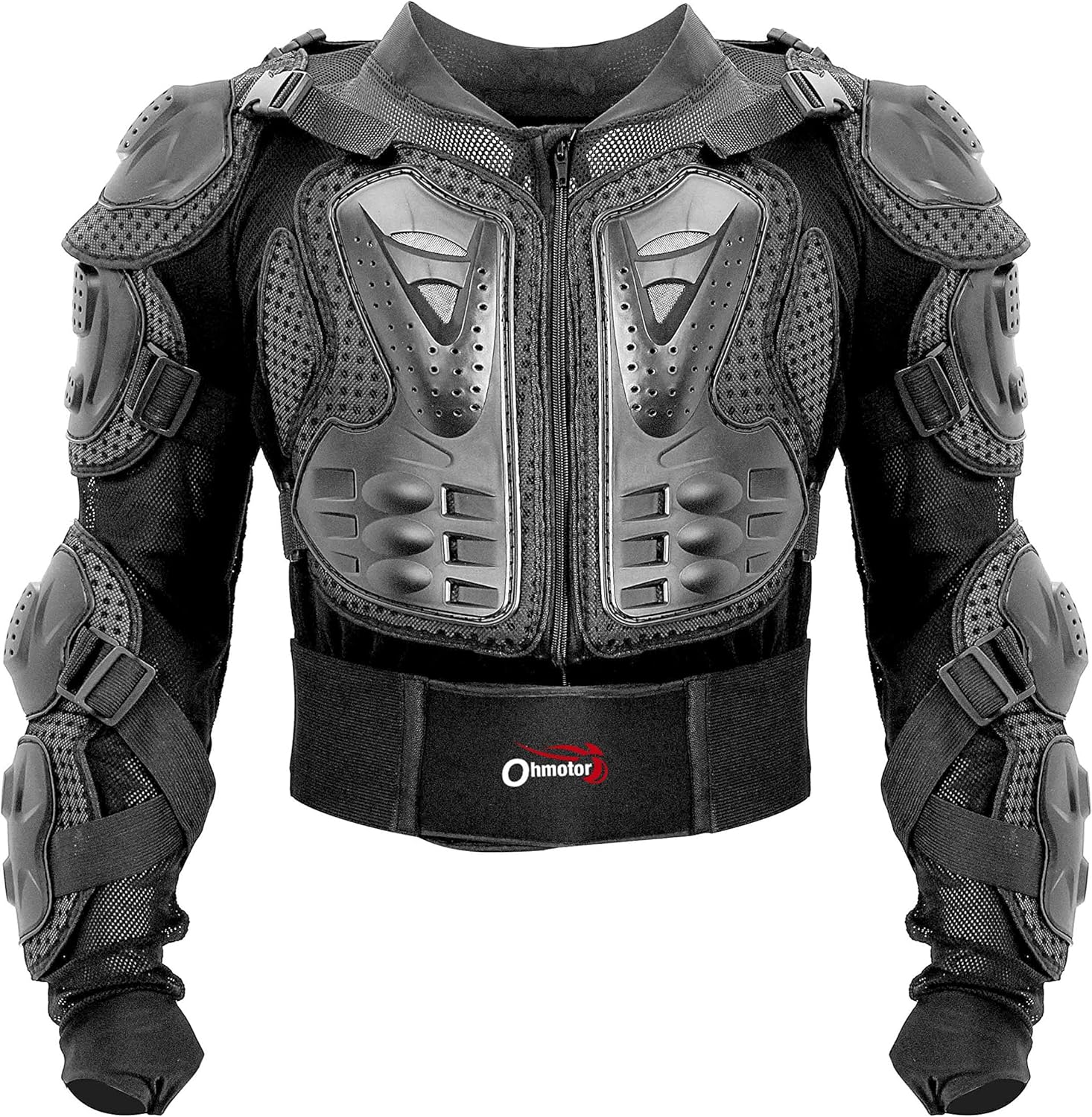 OHMOTOR Motorcycle Motorbike Full Body Armor Protector Pro Street Motocross ATV Guard Shirt Jacket with Back Protection(Black, L): Automotive