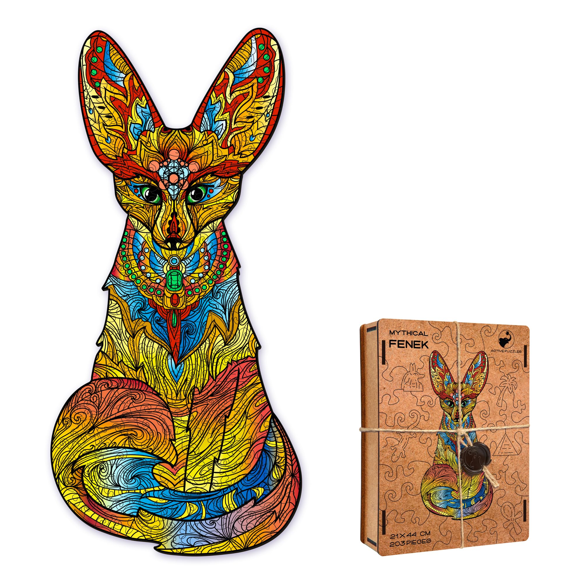 ACTIVE PUZZLES - Animal Puzzles | Adults | Wooden Jigsaw Puzzles, Laser Cut, Sustainable and Eco-Friendly, Premium Finish (Yellow Fenec)