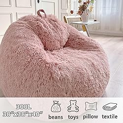LIFEREVO Fluffy Faux Fur Bean Bag Chair Cover