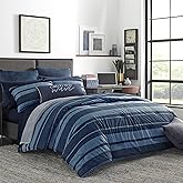 Nautica - King Comforter Set, Reversible Cotton Bedding with Matching Shams, Medium-Weight for All Seasons, Oeko-Tex Certified (Longpoint Blue)