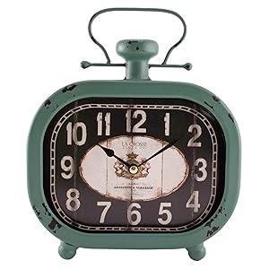 La Crosse 404-3425 Distressed Teal Metal Clock