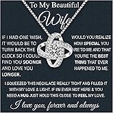 Wife Necklace From Husband To My Wife Necklace Soulmate Necklace For Women Future Wife Jewelry Birthday Christmas Valentine's gifts For Girlfriend Message Card & LED Box