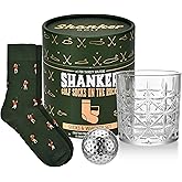 Shanker Golf - Golf Socks on The Rocks - Socks, Whiskey Glass & Golf Ball Ice Stone Set - Golf Gift Set for Men - Size 8-13