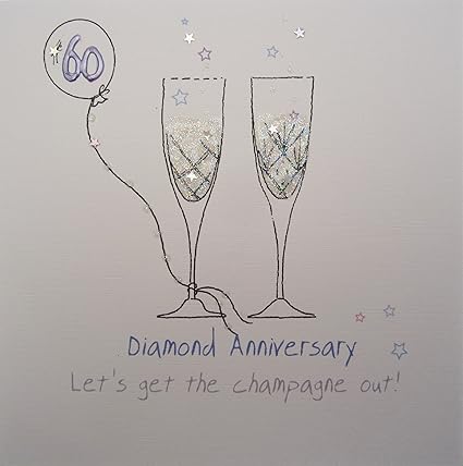 White Cotton Cards Carte Pour 60e Anniversaire De Mariage Noces De Diamant Let S Get La Sortie Carte Faite A La Main Champagne Amazon Fr Cuisine Maison