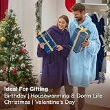 Bedsure Wearable Blanket Hoodie Women Fluffy Fleece Blue XL view 2