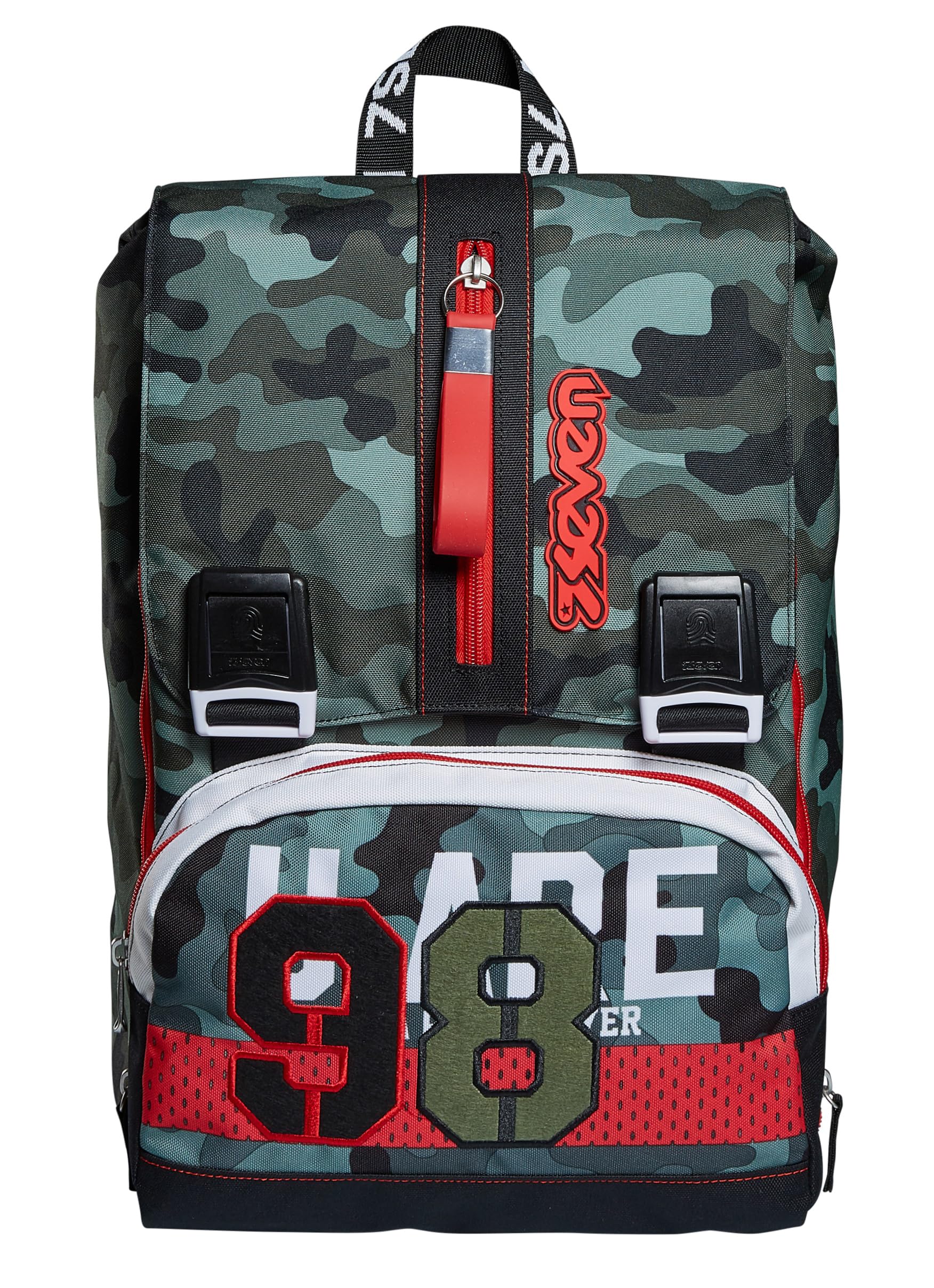 Seven Crew Extendable Backpack, Green - School and Leisure - Maxi Capacity 28 L - Reinforced Bottom