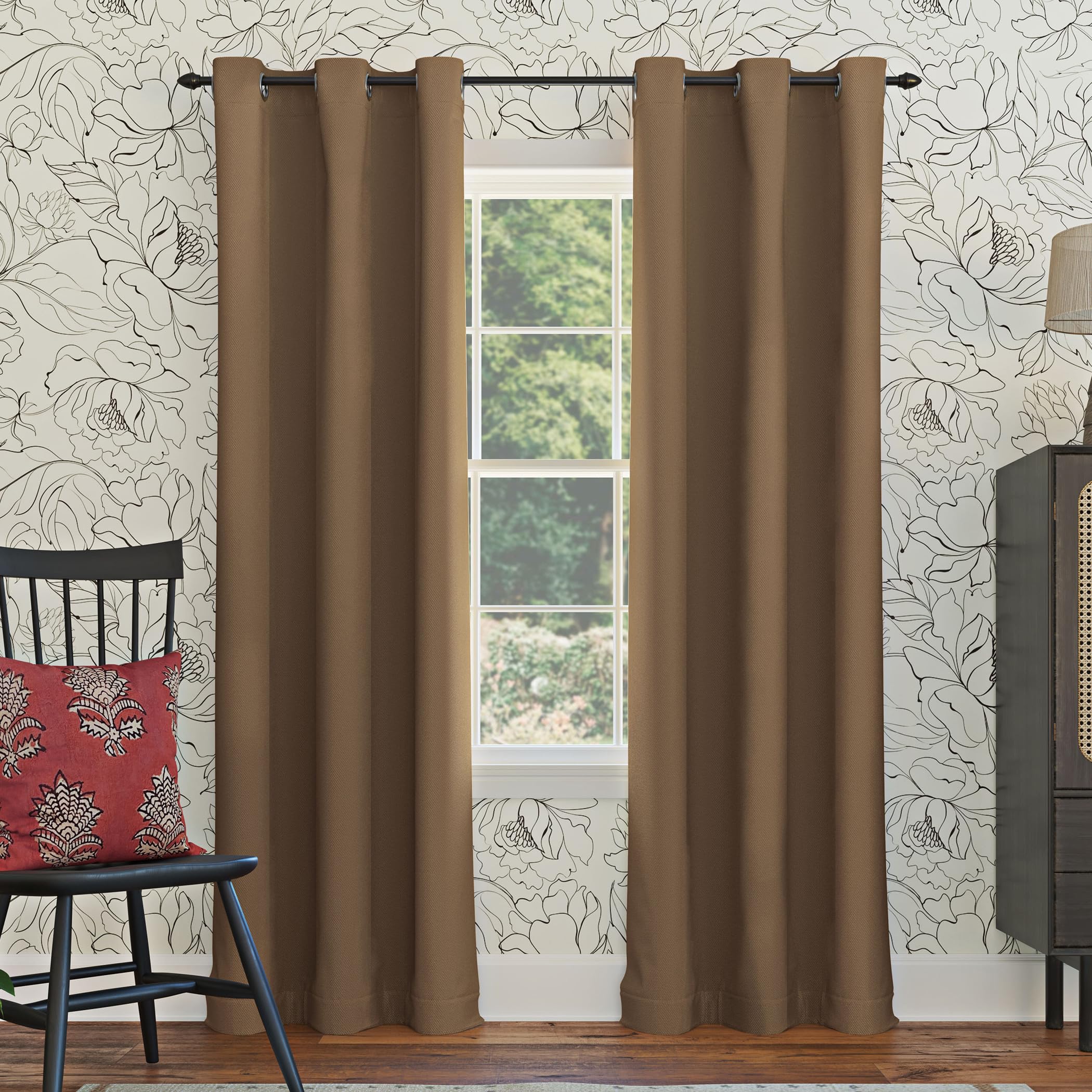 Sun Zero Easton Energy Saving Blackout Grommet Curtain Panel, 40" x 63", Barley — image 1