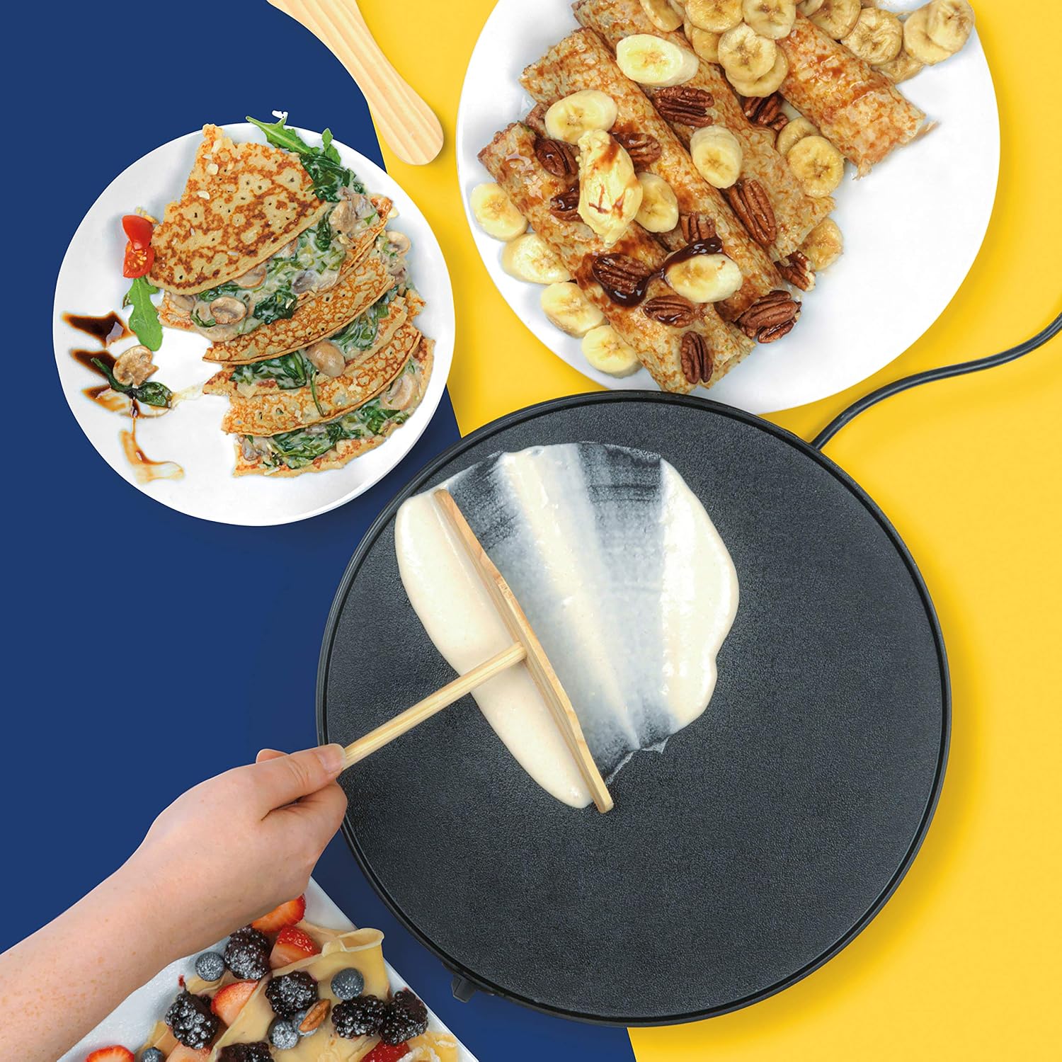 Giles & Posner Electric Pancake Maker, Traditional French Crepes & Galettes, Large 30cm/12" Non-Stick Hot Plate - Image 3
