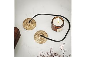 Ajuny Tibetan Tingsha Cymbals Meditation Handcrafted Buddhist Meditation Yoga Chime Bells Embossed With OM Mane Padme Hum Symbols Manjira Healing Instrument Spiritual Gifts