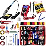 Soldering Iron Kit - Soldering Iron 60 W Adjustable Temperature, Digital Multimeter, Stand, Soldering Iron Tip Set, Desolderi