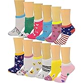 Different Touch Ayla Girls Colorful Ankle and No Show Socks, 12-Pair Packs
