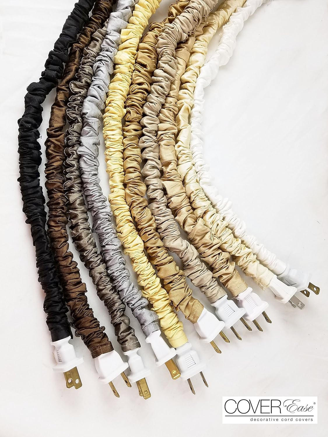 Sandstone Lamp Cord Cover Thin Style Faux Silk 9 Ft Long Taupe