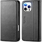 TUCCH Case Wallet for iPhone 16 Pro Max, 3 Card Slots PU Leather Phone Cover, RFID Blocking Kickstand Folio with Shockproof TPU Inner Shell Compatible with iPhone 16 Pro Max 5G 2024,Classic Black
