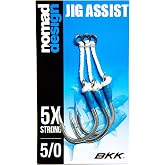 Nomad Design Jigging Assist Super Strong BKK Hooks, with Heavy Duty Solid Rings and Assist Cord, Pack of 3, Multiple Sizes