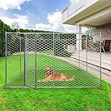 LONABR Metal Dog Playpen 10ft/6.5ft Exercise Fence Barrier Playpen Kennel Lockable Chain Link Kennel with/Without Water-Resis