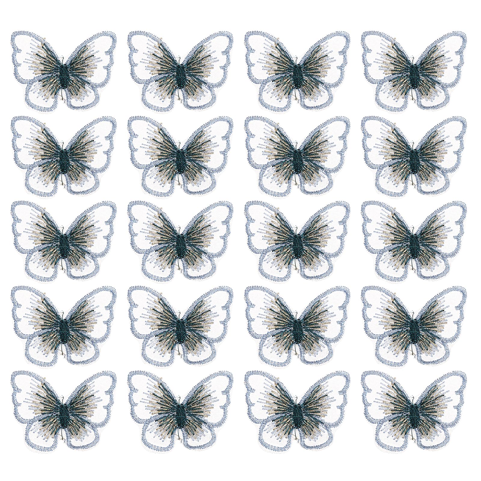 PATIKIL Butterfly Lace Applique, 30pcs Butterfly Patches Lace Fabric Butterfly Applique Patches Embroidery Trim for Clothes Dresses Wedding Craft, 3x4cm, Blue