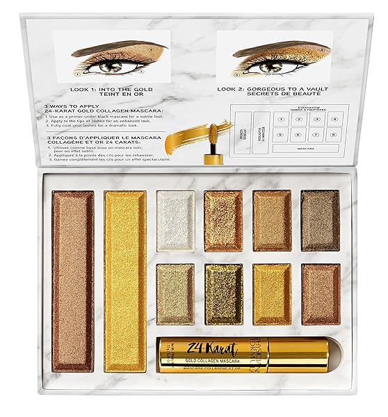 PHYSICIANS FORMULA 24-KARAT GOLD SHIMMER MAKEUP SET, FACE PALETTE, THE GOLD VAULT, MASCARA, EYESHADOW, CHRISTMAS GIFT