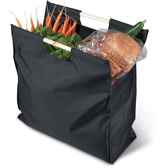 Shopping bag with wooden handles black Amazon.co.uk Kitchen & Home