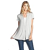 Women Short Sleeve Extra Soft Viscose Made from Bamboo Casual Open Front Flowy Lightweight Cardigan
