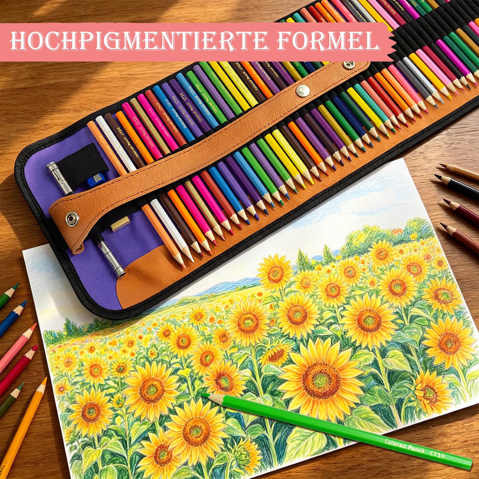 Ugmic 50 Buntstifte - Premium Farbstifte für Erwachsene und Kinder, Hochwertige Farbstifte mit lebendigen Farben und geschmeidiger Textur, Ideal für Erwachsene, Malbücher & mehr 6
