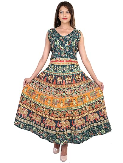 Women's A-Line Maxi Dress (JSL125_Blue_Free Size)