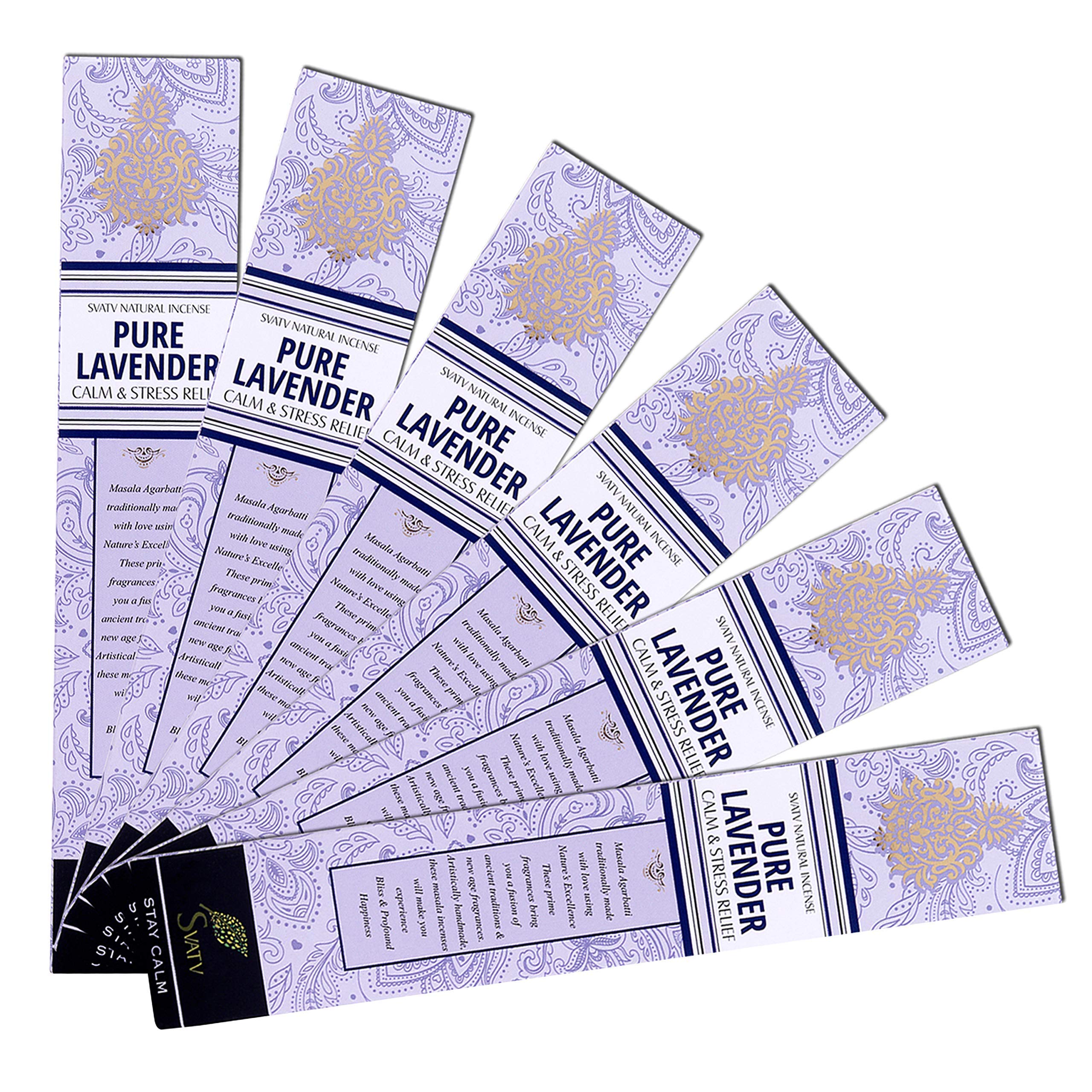 SVATV Ancient Lavender Incense Stick with Pack of 6 Incense for Meditation, Yoga, Spiritual, Aromatherapy Energy Cleansing & Calm Down The Mind - 15g x 06 incense | 90g | 1.05oz