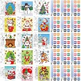 Sherr 15 Set 75 Pcs Christmas Pre Drawn Painting Canvas Kit for Adults | 8 x 10 Inch Pre Painted Christmas Canvas for Sip and Paint Party Supplies, Includes 8 Color Acrylic Paints and Paintbrushes