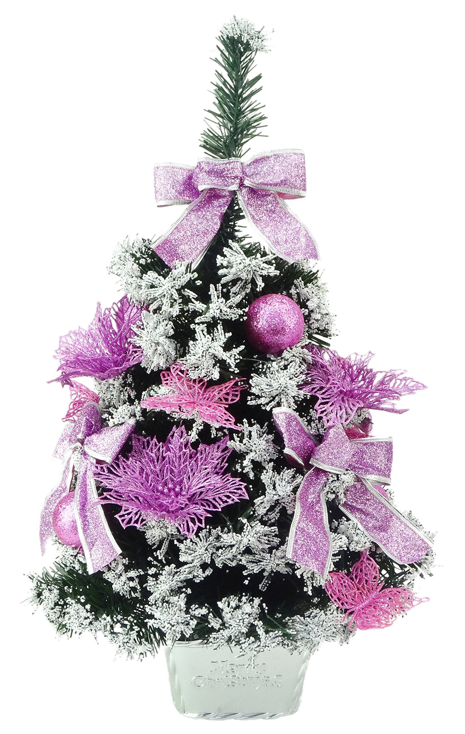 Christmas Concepts® 60cm (24") Frosted Christmas Tree With Baby Pink Decorations - Pre Decorated Christmas Tree