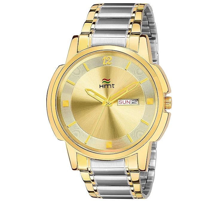 HEMT Analog Gold Dial Men's Watch-HM-GR095-GLD-SLV