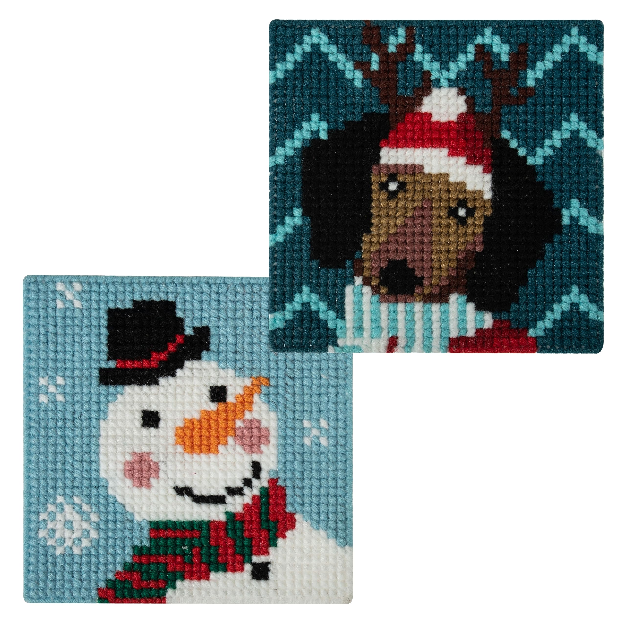 Trimits My First Cross Stitch Kit, Festive Designs, Xmas Dog 14.3 x 14.3cm, Snowman 14.3 x 14.3cm, Large