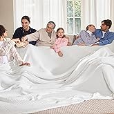Bedsure Gentlesoft 100% Cotton Large Blanket Oversized King for Bed - Breathable Thick Waffle Weave Blanket for Summer, Couch Cover, White, 120x94 inches