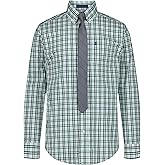 Izod Boys Long Sleeve Button-Down Collared Dress Shirt with Tie and Chest Pocket