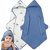 LILY O LAUREL Muslin Hooded Baby Towels for Newborns, 32"x32", 100% Cotton – 6 Layers Super Soft Absorbent Breathable, Baby Bath Towel, Toddler Bath Towel – Pack of 2
