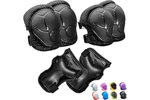 Inkidio Knee Pads for Kids Unicorn Protective Gear Set Knee Pads and Elbow Pads Set with Wrist Guard for Girls Boys Roller Skates Inline Skatings Scooter Cycling Bike Skateboard (Small, Black)