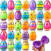 JOYIN 3.15Inch Printed Plastic Eggs Colorful, Fillable Empty Eggs Bulks for Easter Hunt Event, Party Favor-50 pcs