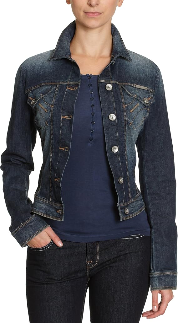 Fornarina Women's Fitted Denim Jean Jacket Blue UK 12 Amazon.co.uk