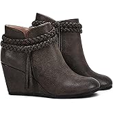 Womens Wedge Ankle Boots Braided Fringe Strap Western Heeled Fall Booties Dress Shoes