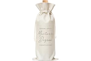 TEDEA Master's Degree Wine Gift Bag, Pairs Well with a Master's Degree Graduation Gift Wine Bag for MS, Masters Degree, Her, Him, Graduation Party, 1 Pc Burlap Wine Bottle Cover Bag (f10)