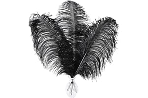 Larryhot Black Ostrich Feathers Bulk - 16-18 inch 10pcs Feathers for Vase,Wedding Party Centerpieces and Home Decorations (Black)