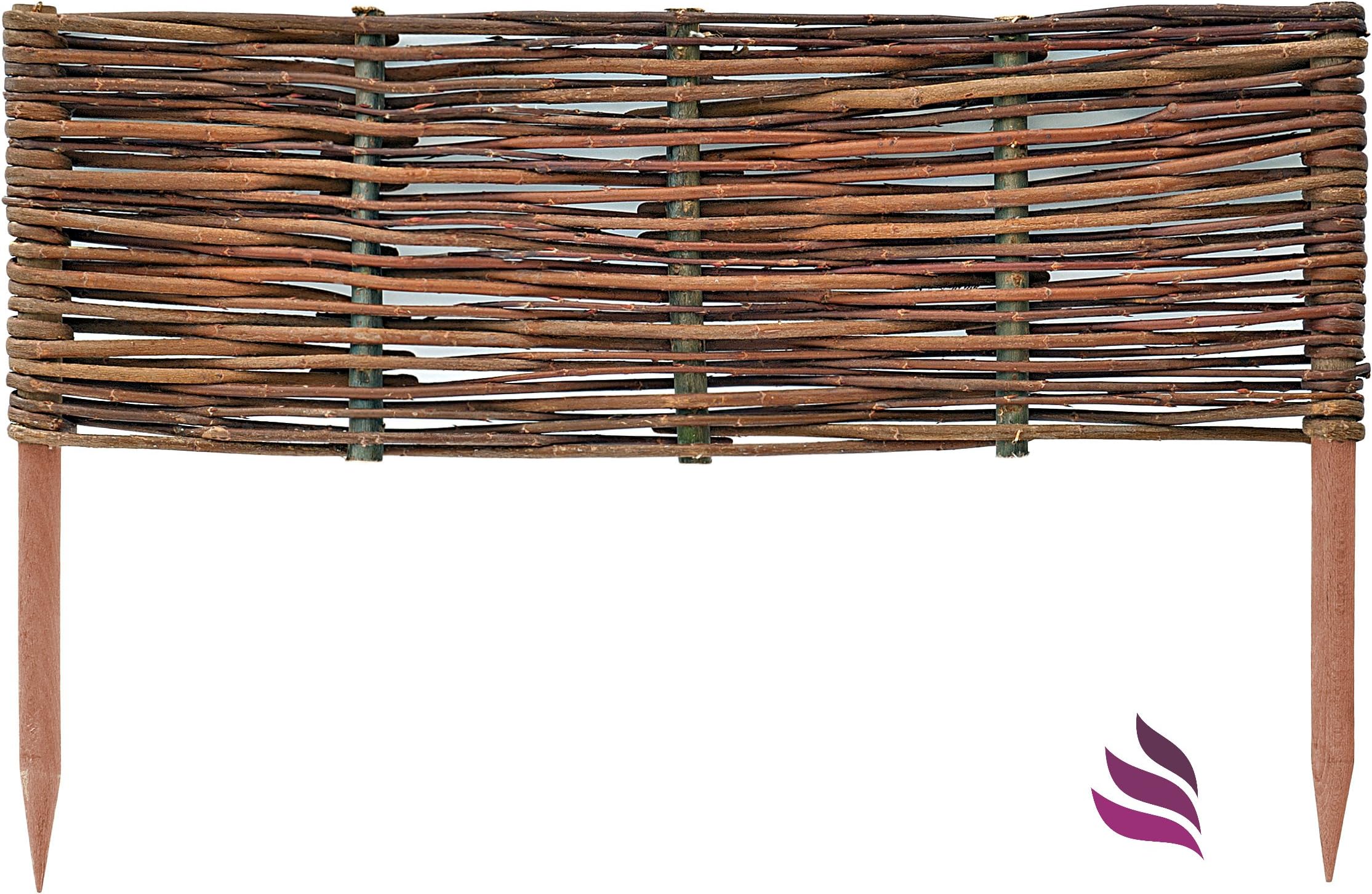 Floranica® Wooden Border Fencing, Border in 25 Sizes - Impregnated Willow Edging Fence with Beech Stakes, Length:1 pc x 40 cm, Height:40 cm