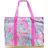 Lilly Pulitzer Large Utility Tote Bag, Heavy Duty Collapsible Tote, Storage Bin with Zip Lid & Reinforced Base